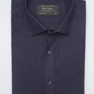 Navy Blue Plain, Elite Edition, French Collar Men’s Formal Shirt