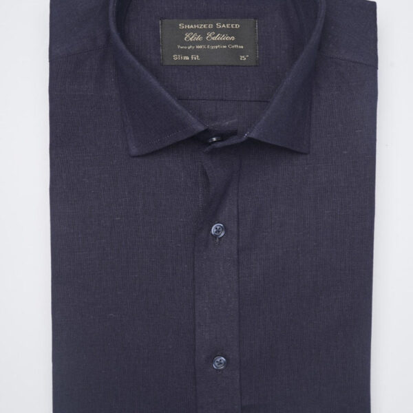 Navy Blue Plain, Elite Edition, French Collar Men’s Formal Shirt